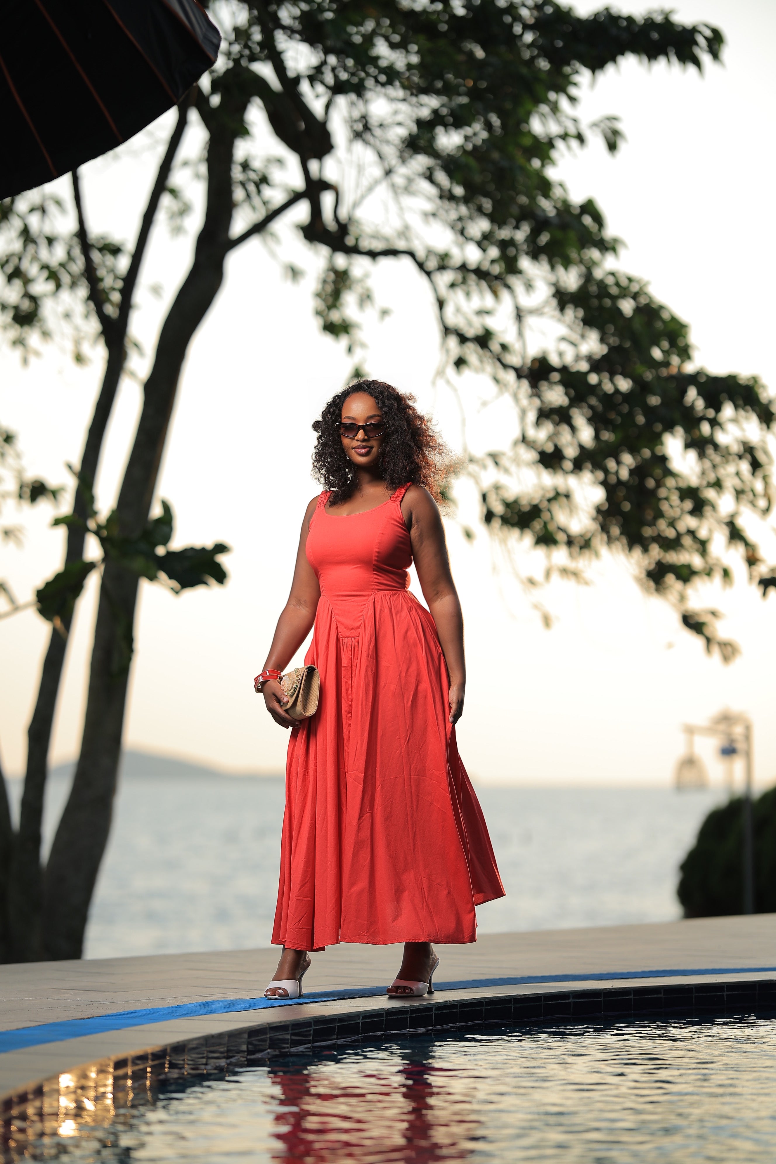 The Atara Red Drop Waist Maxi Dress