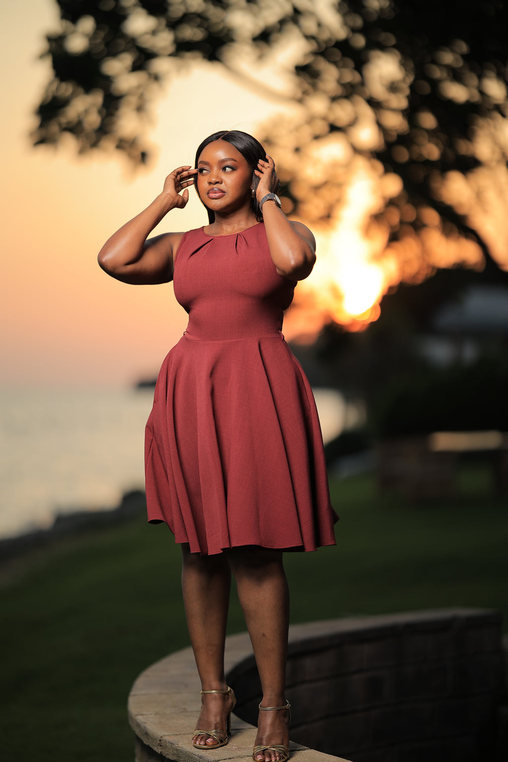 The Kello Burgundy Skater Dress