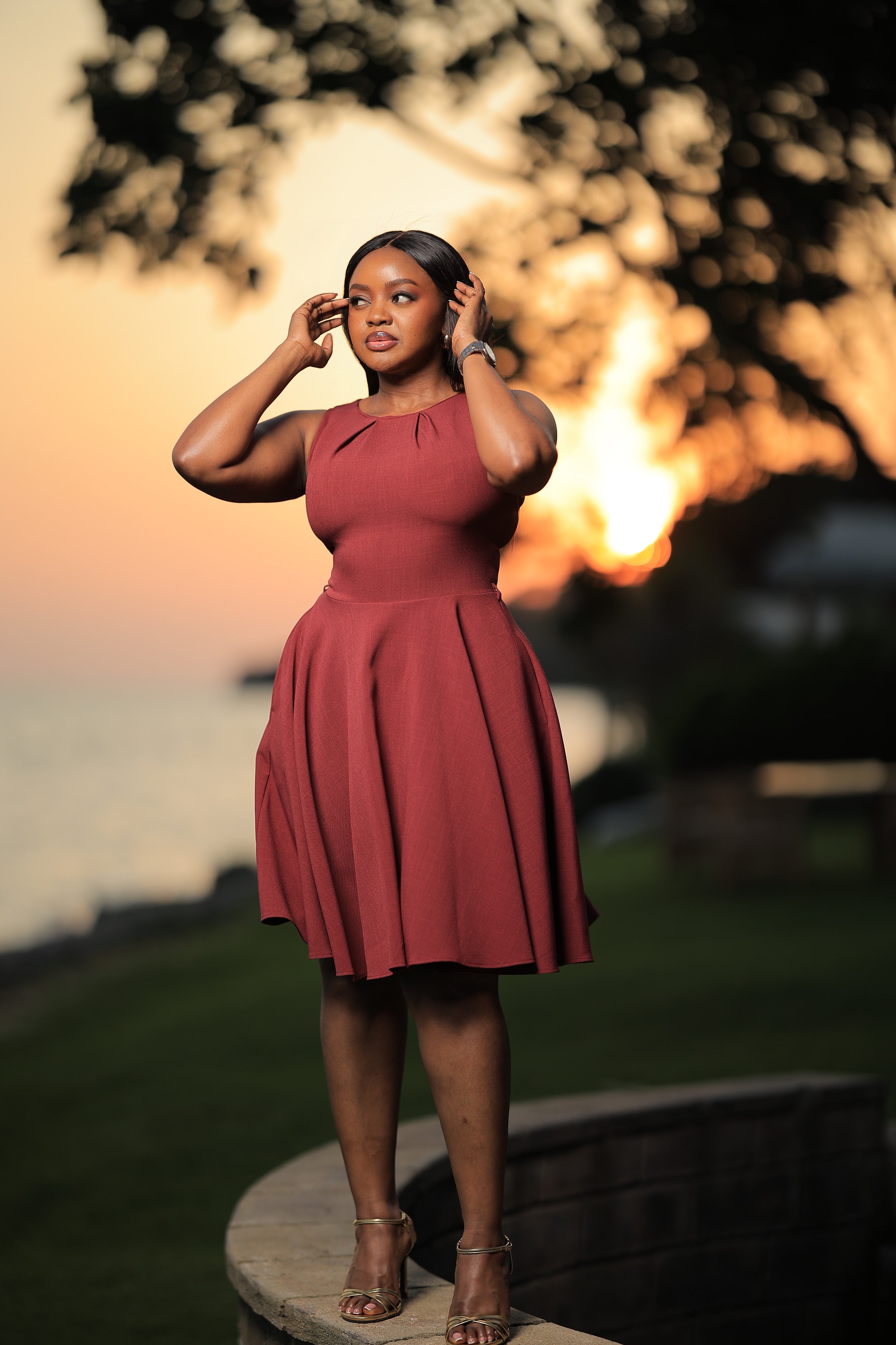 The Kello Burgundy Skater Dress