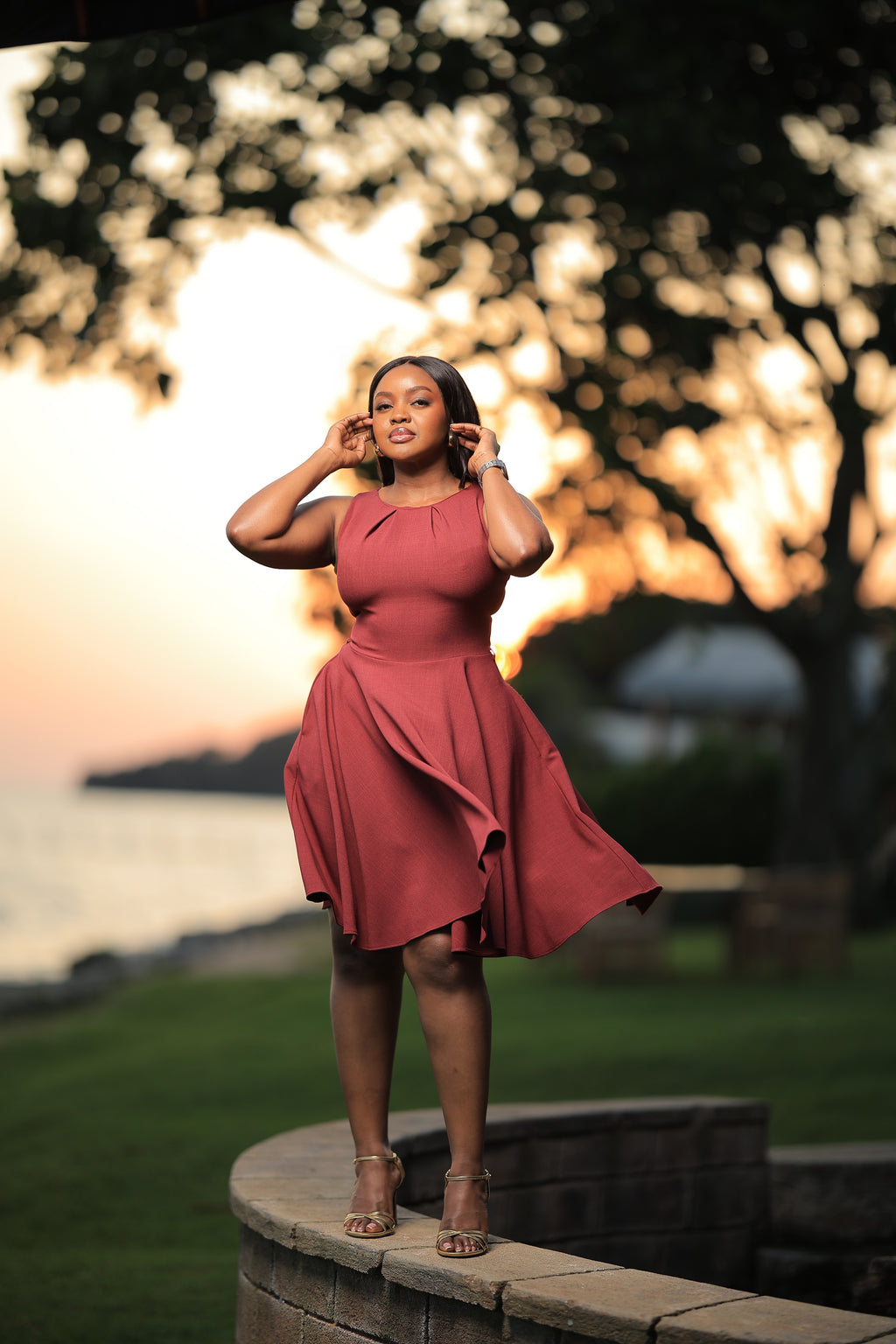 The Kello Burgundy Skater Dress