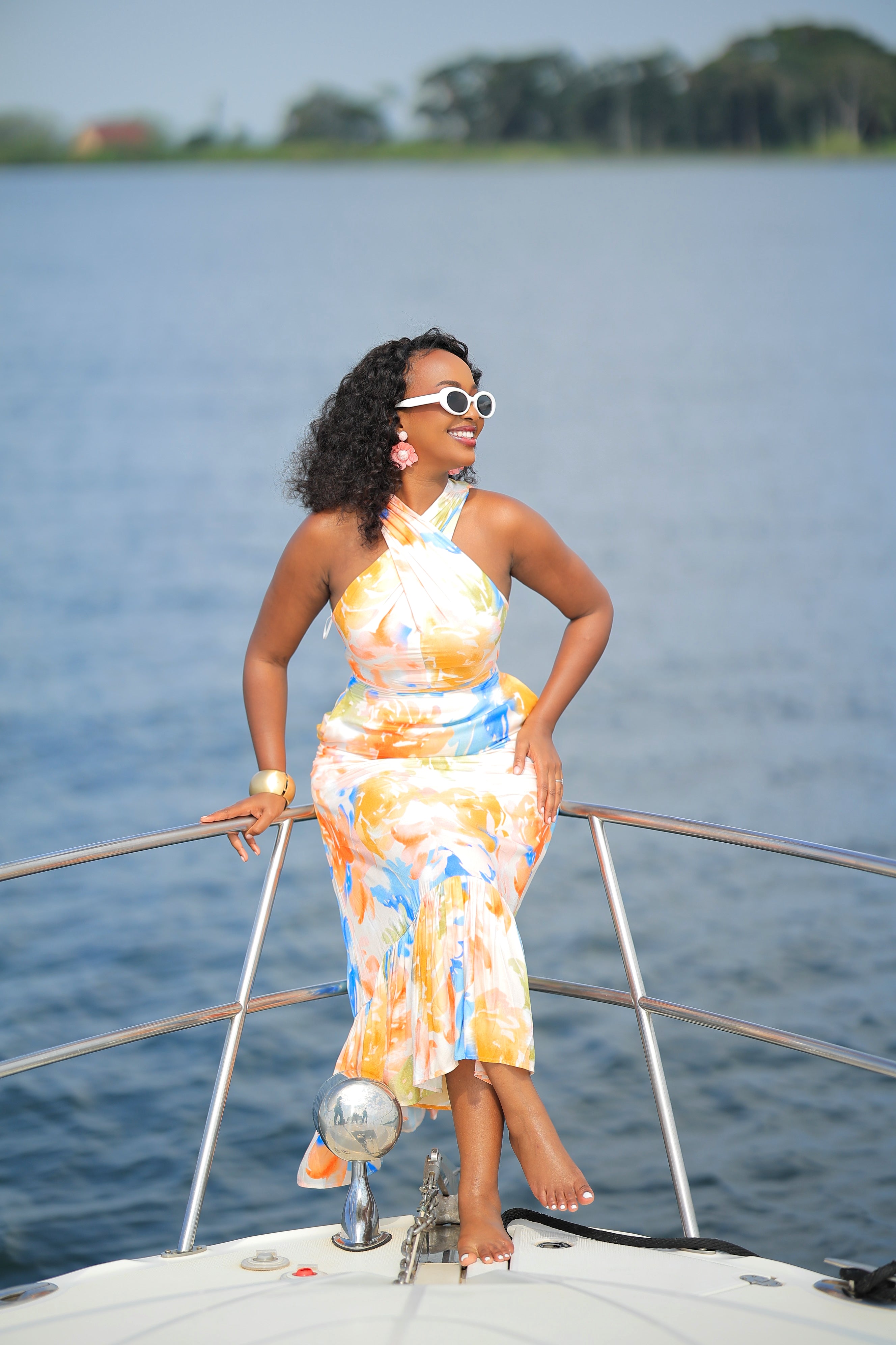 The Isaro Floral Halter Neck Maxi Dress
