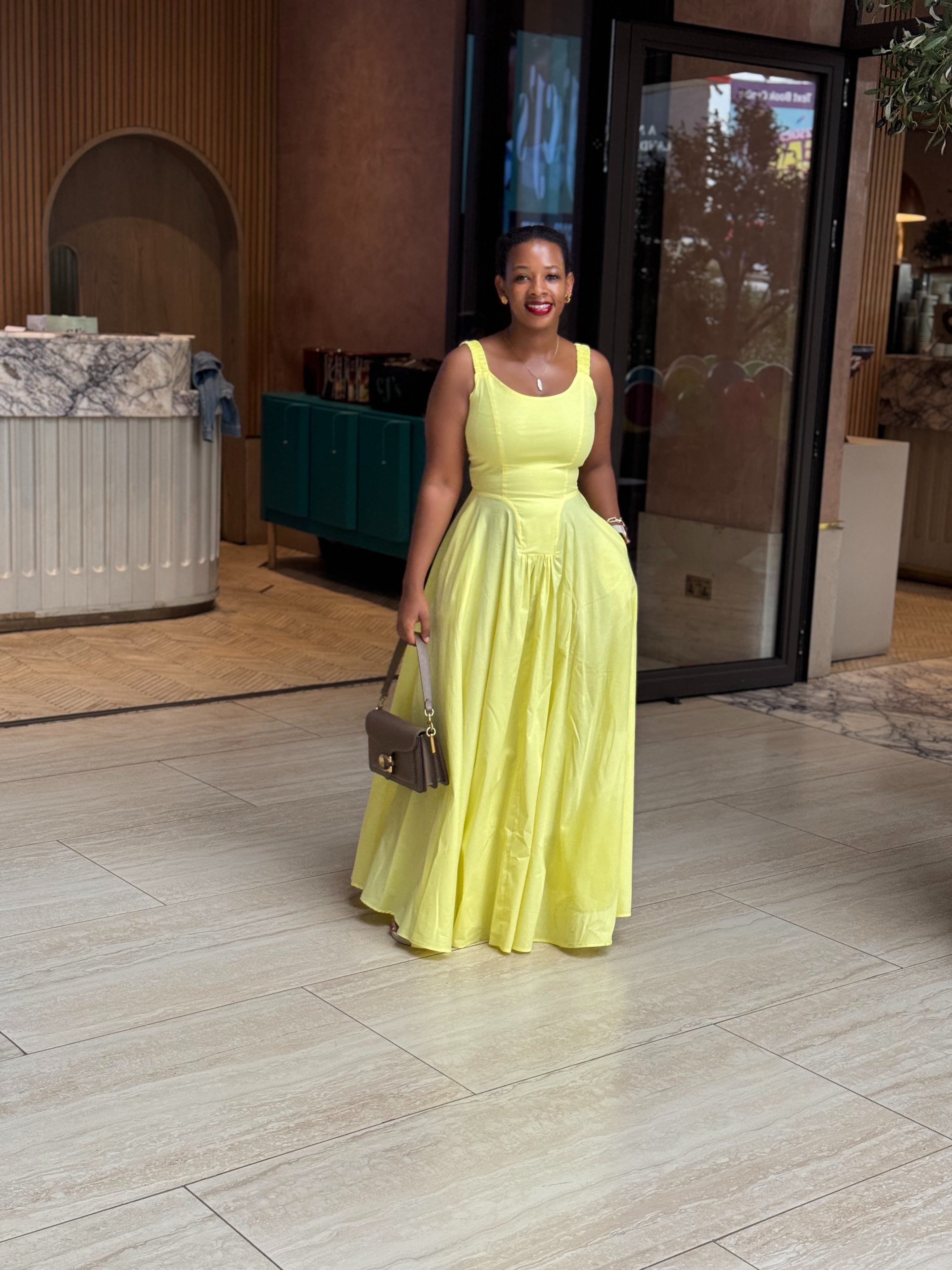 The Atara Butter Yellow Drop Waist Maxi Dress