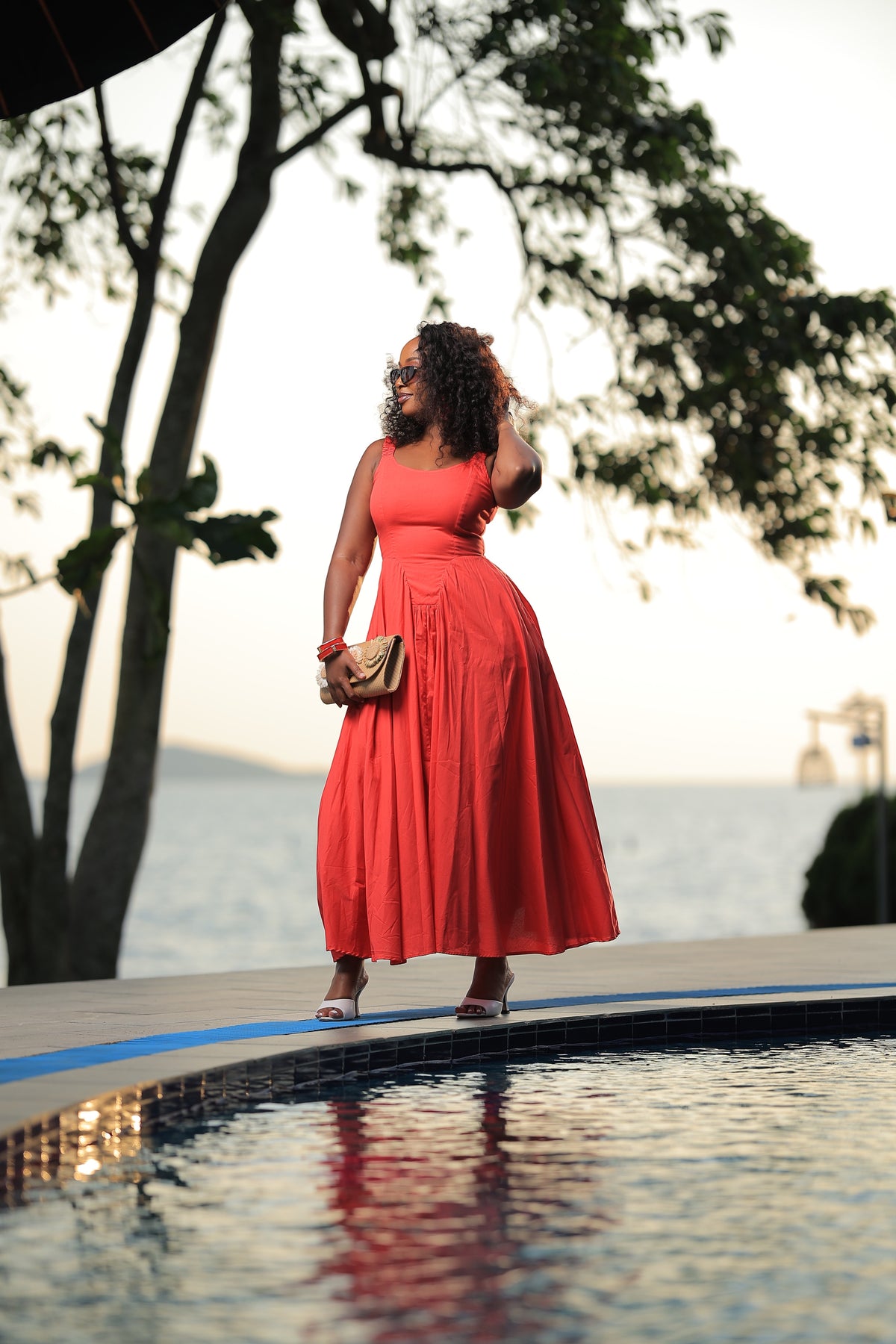 The Atara Red Drop Waist Maxi Dress