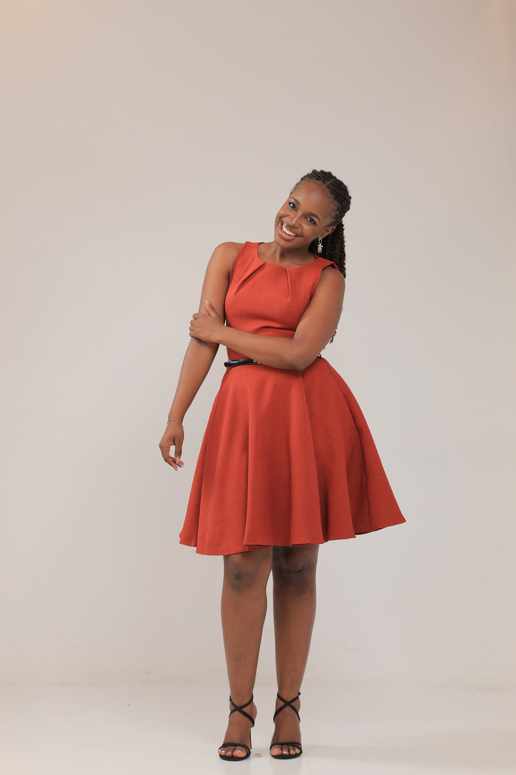 The Iriza belted skater dress Orange