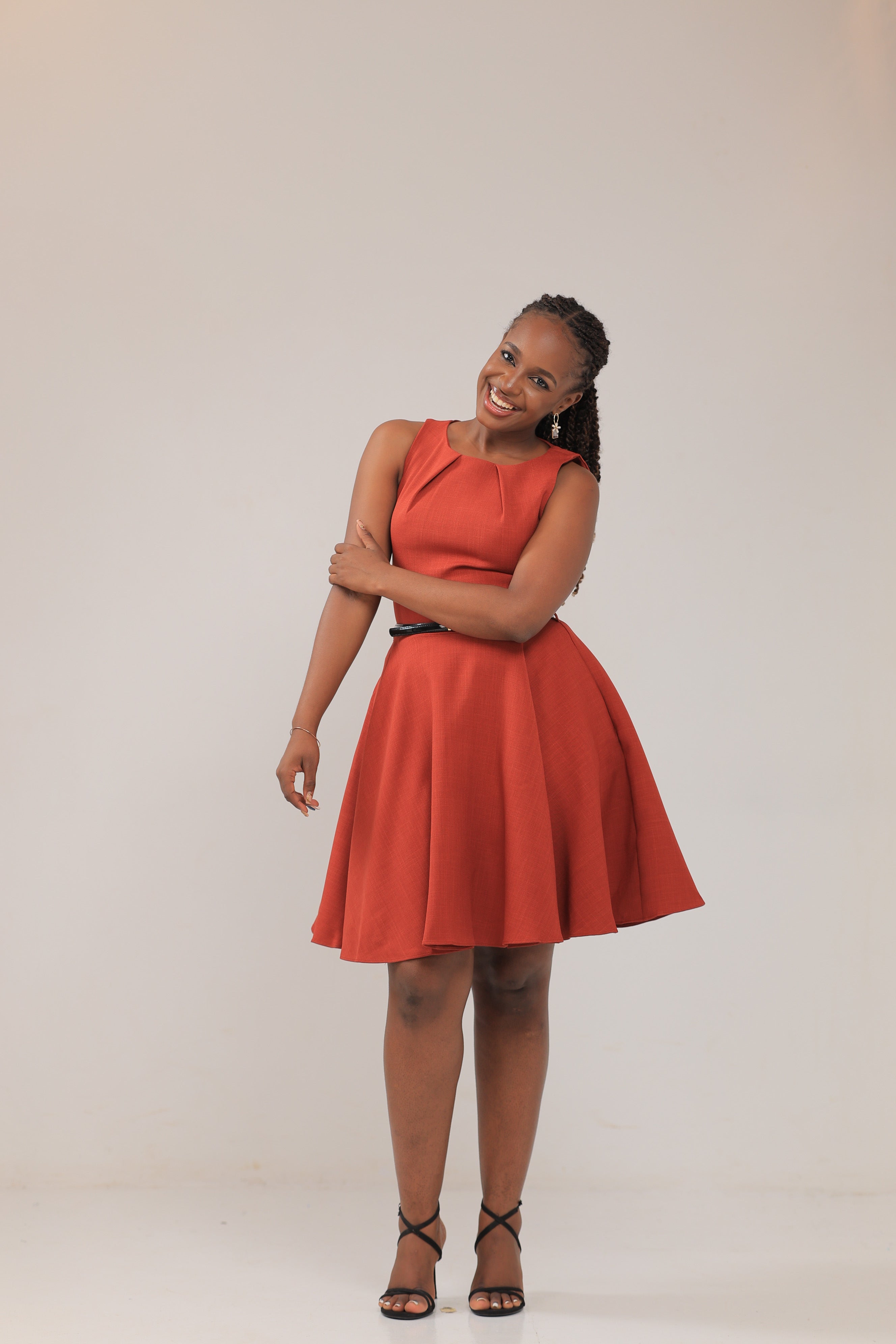 The Iriza belted skater dress Orange