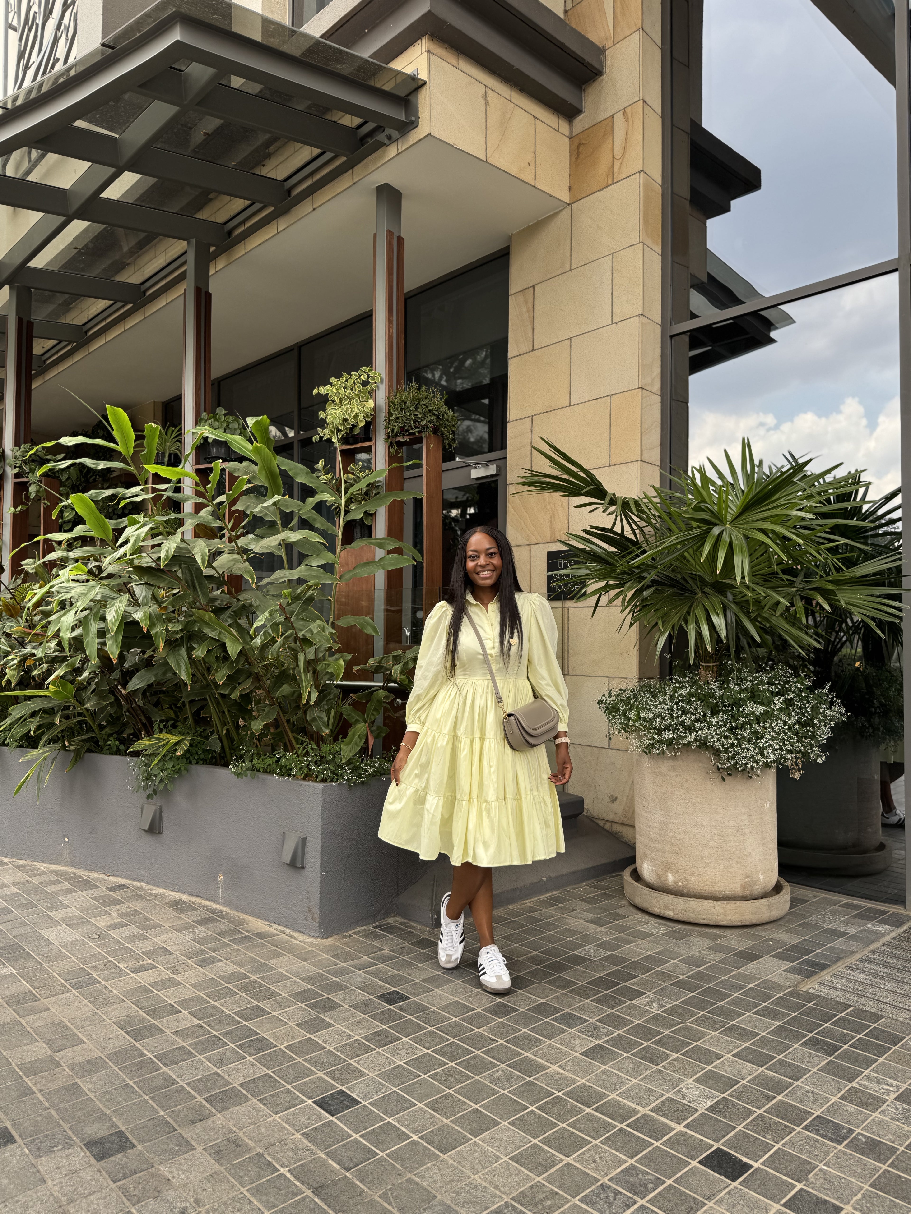 Bujjagali Butter Yellow Puff sleeve skater Dress
