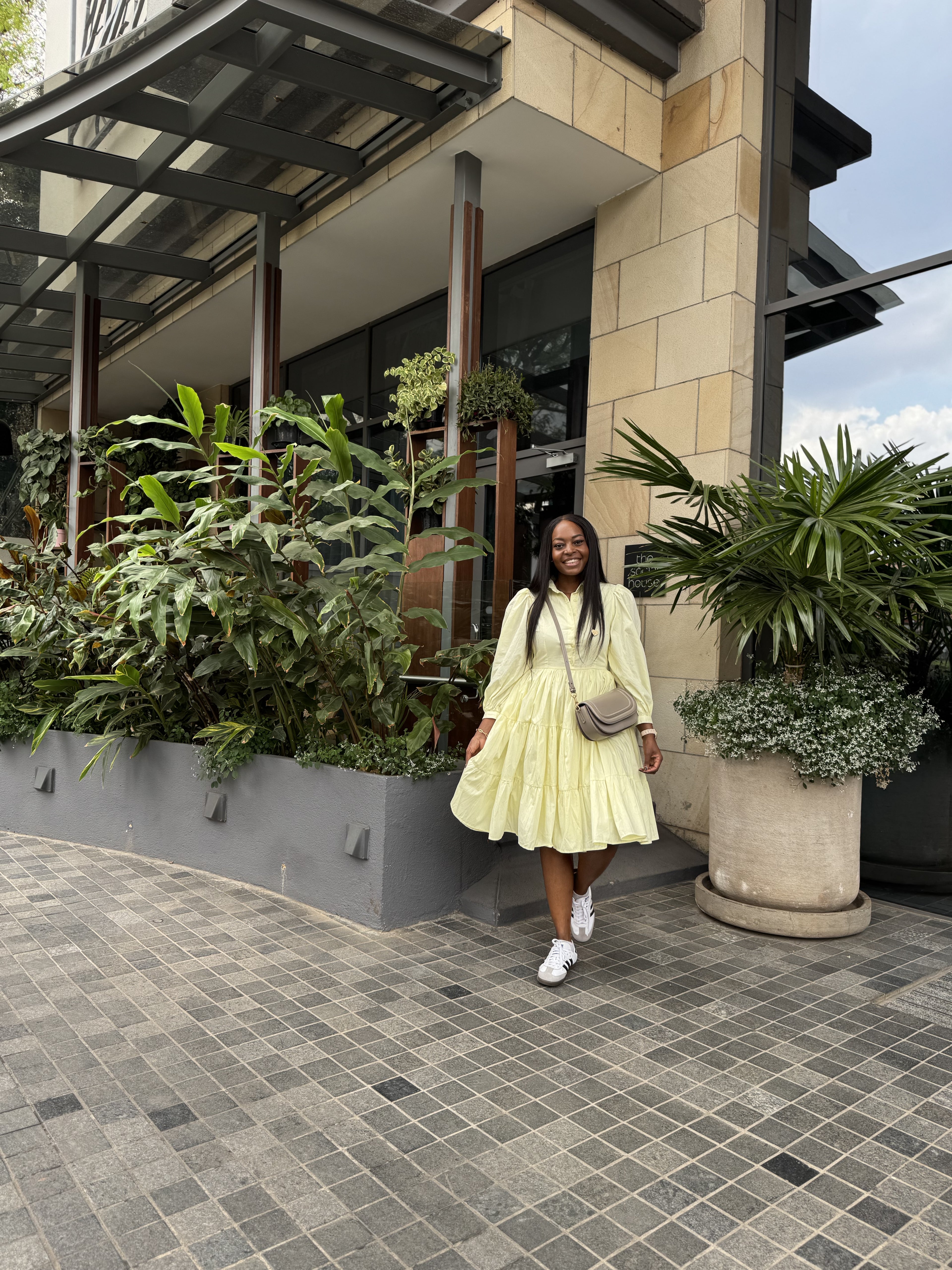 Bujjagali Butter Yellow Puff sleeve skater Dress