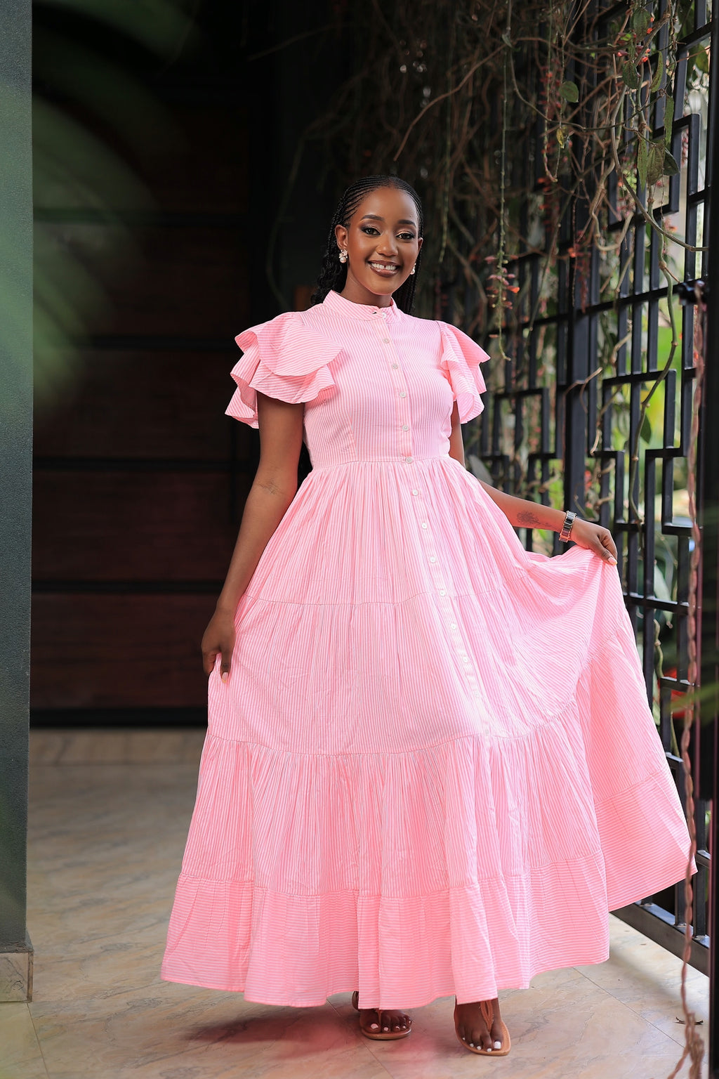 The Nakuru Pin  Stripped Maxi Skater Dress