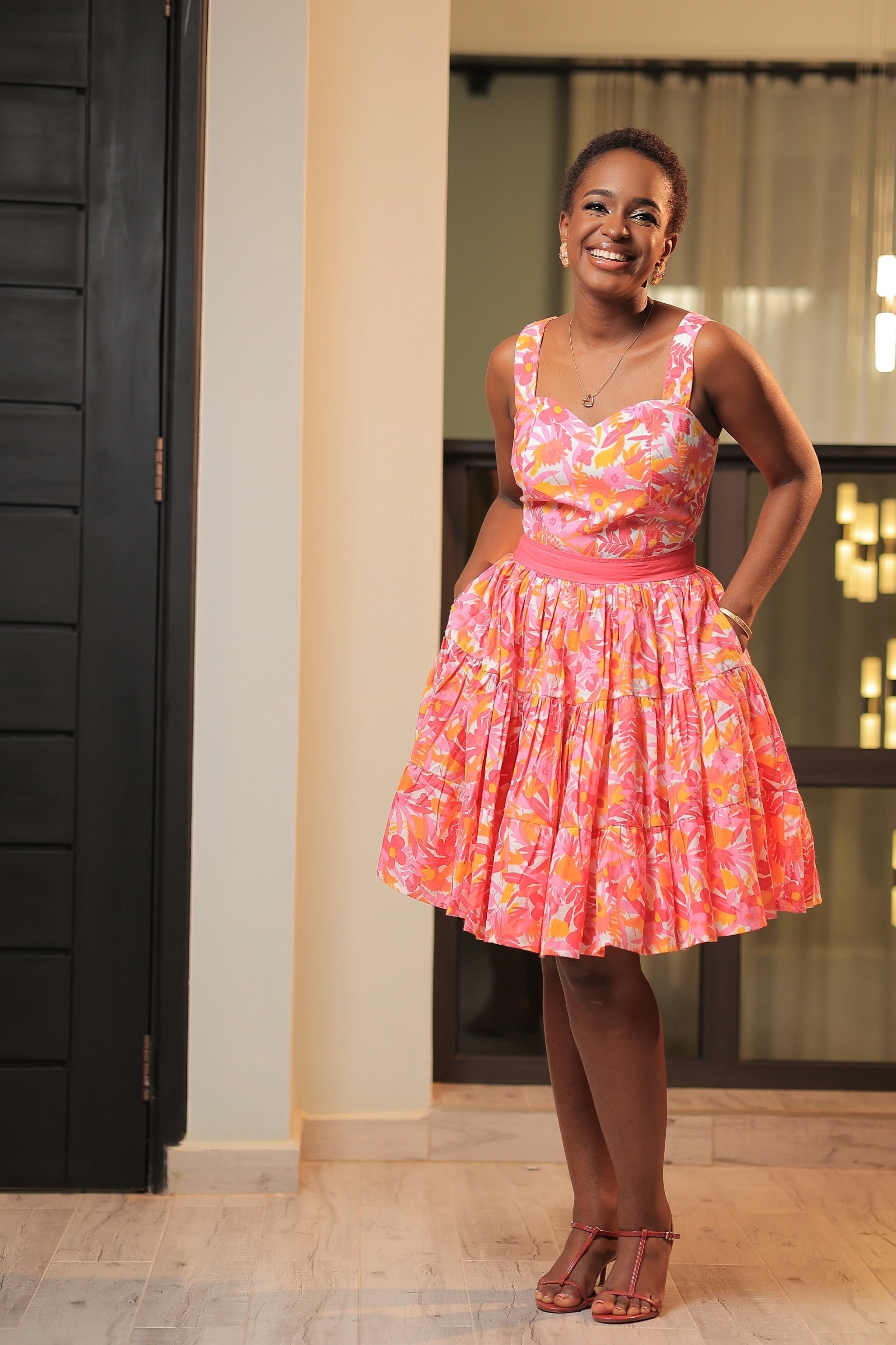 The Nshuti Floral Open Back Skater Dress