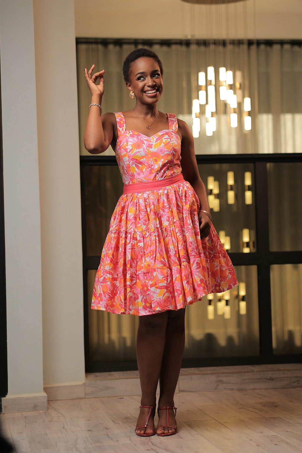 The Nshuti Floral Open Back Skater Dress