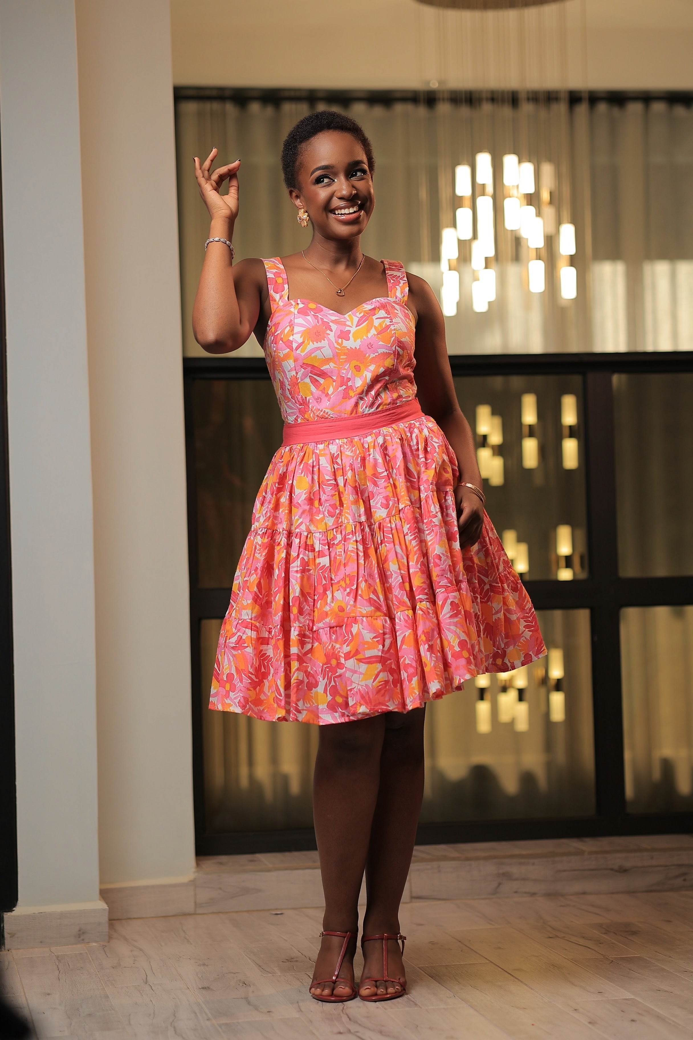 The Nshuti Floral Open Back Skater Dress