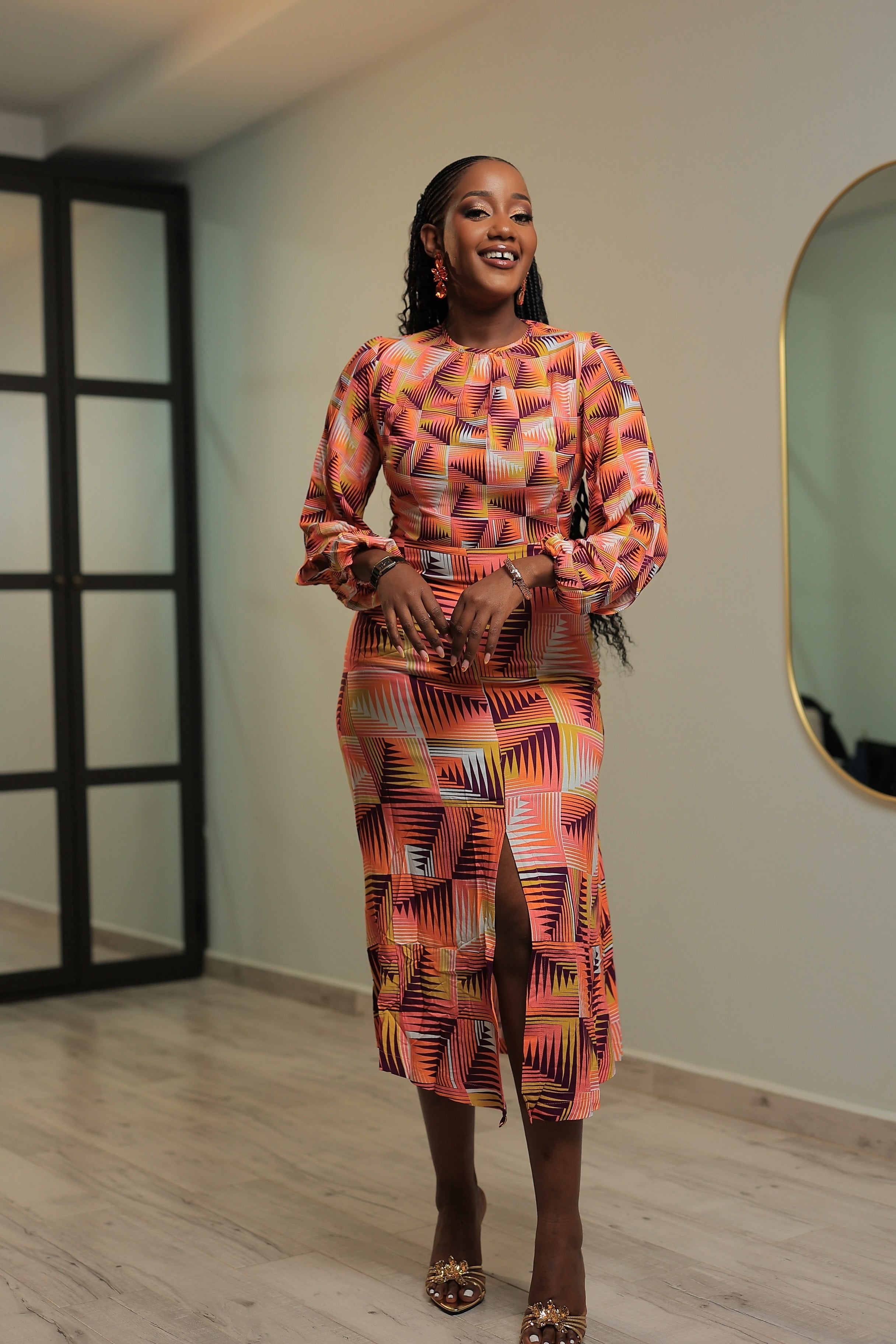 The Kakyo Closet London Orange Midi Dress