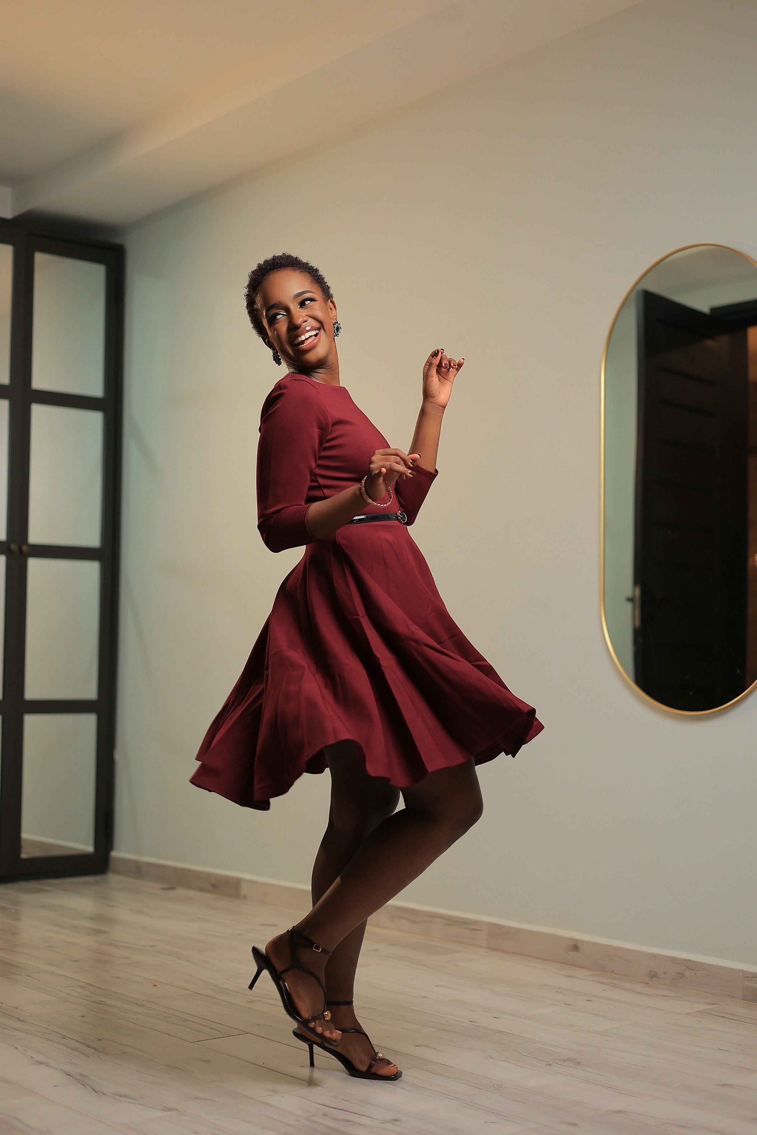Arusha Closet London Burgundy Skater Dress