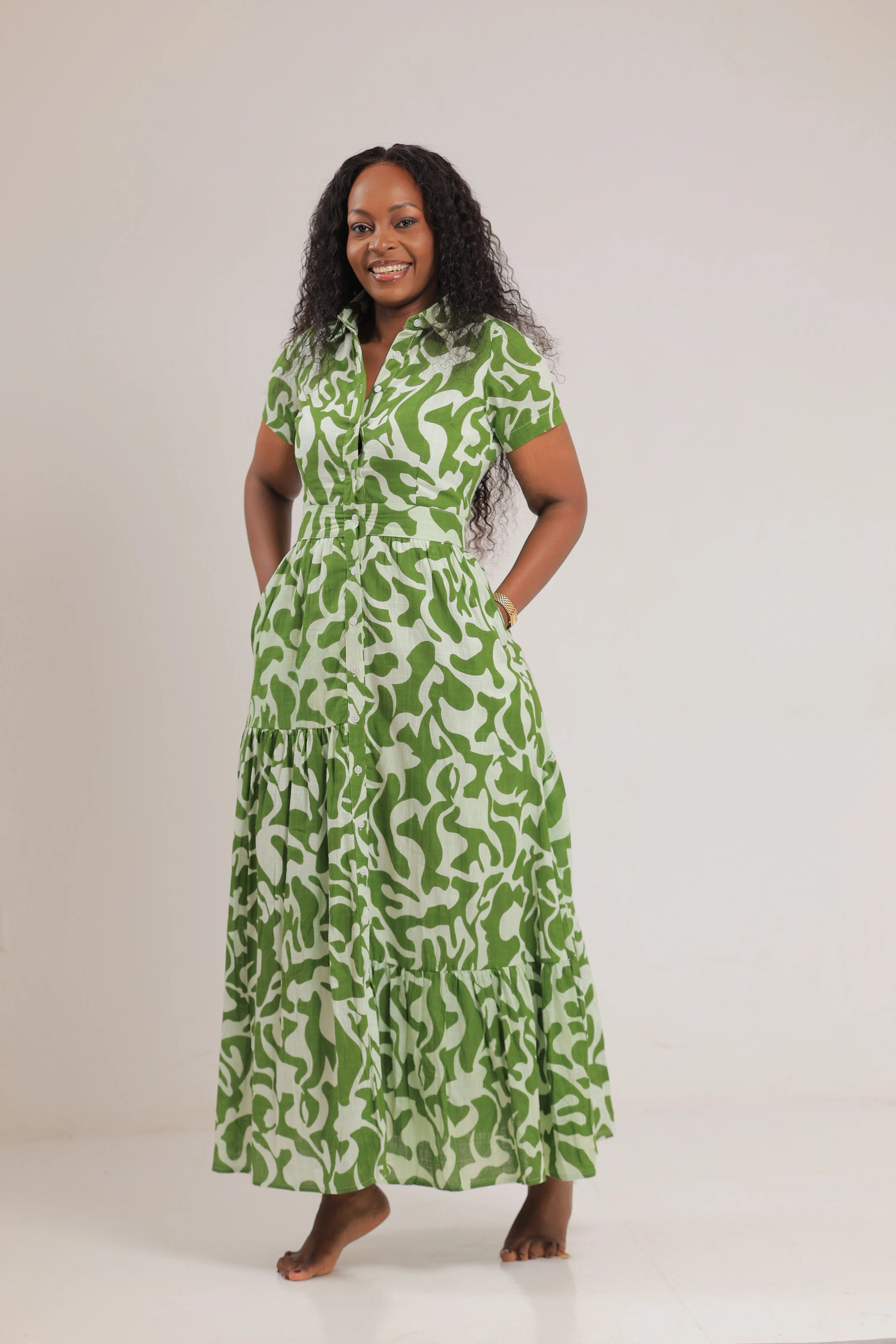 The Bunyonyi print maxi dress Green