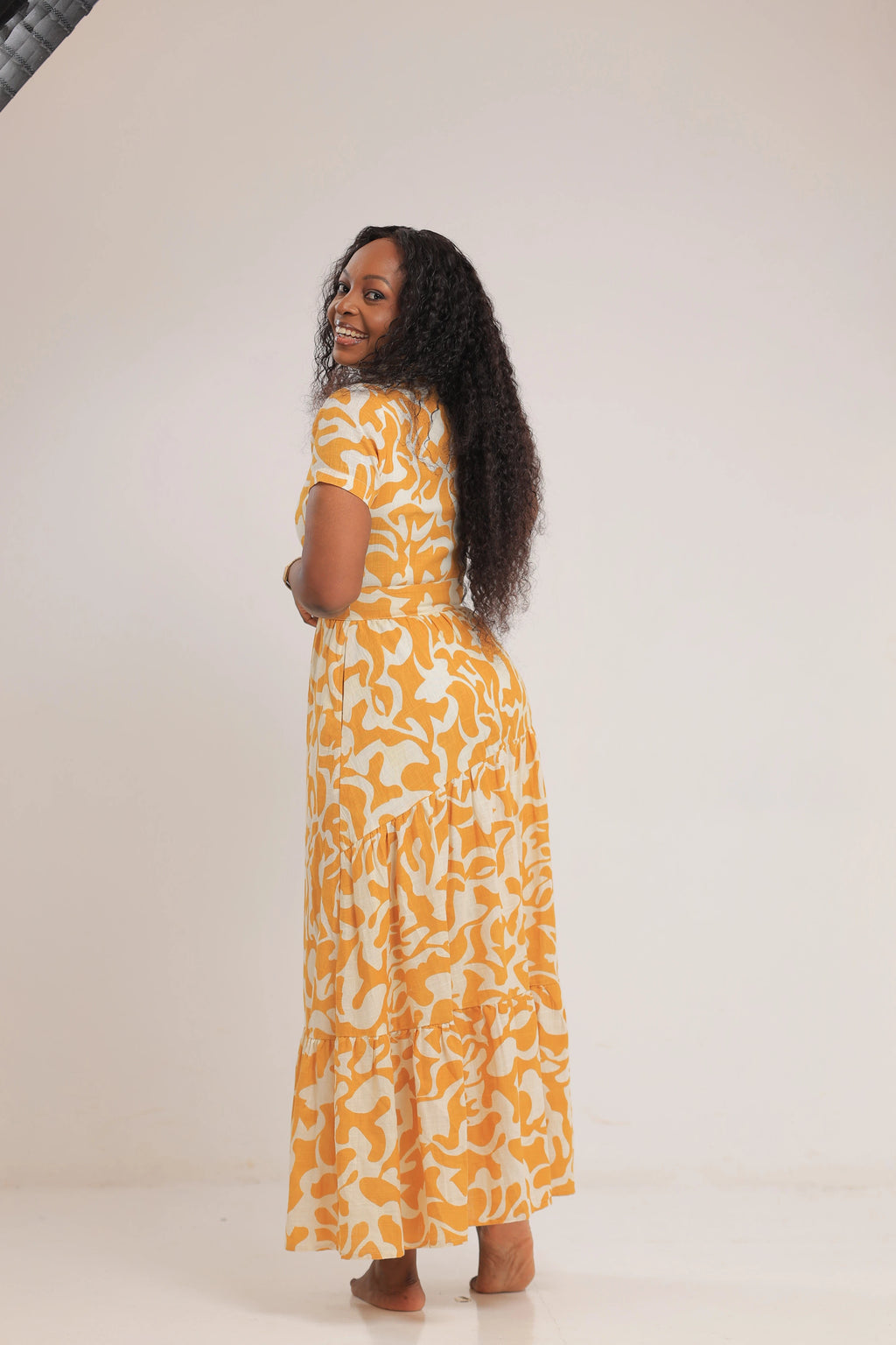 The Bunyonyi print maxi  Mustard dress