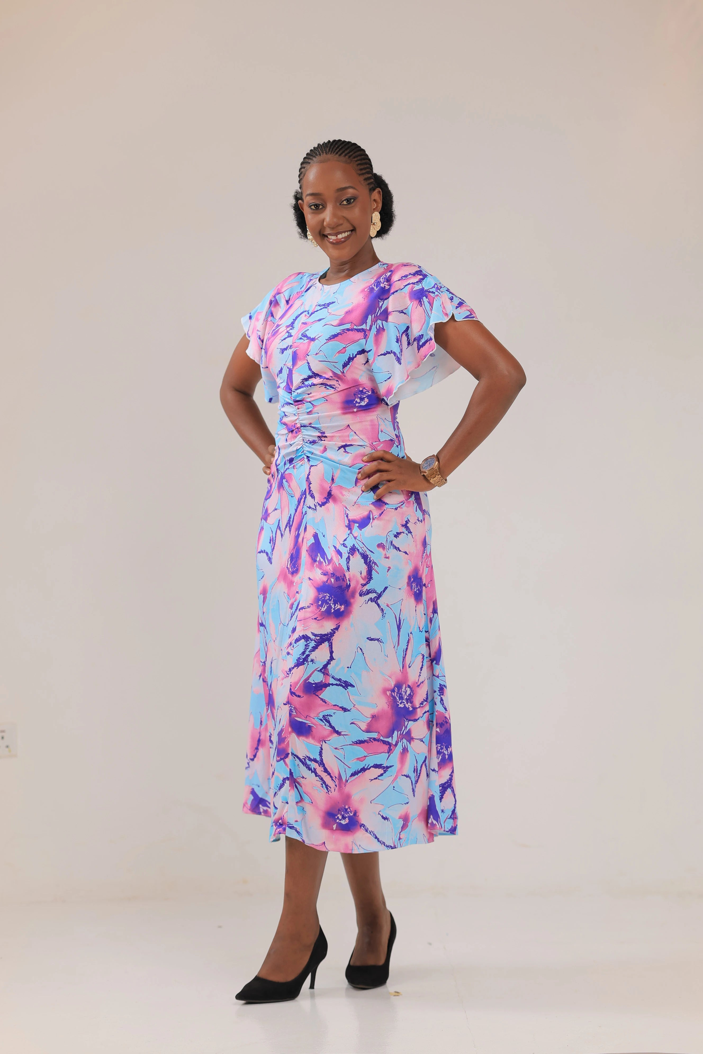 The Gezi multi floral midi dress