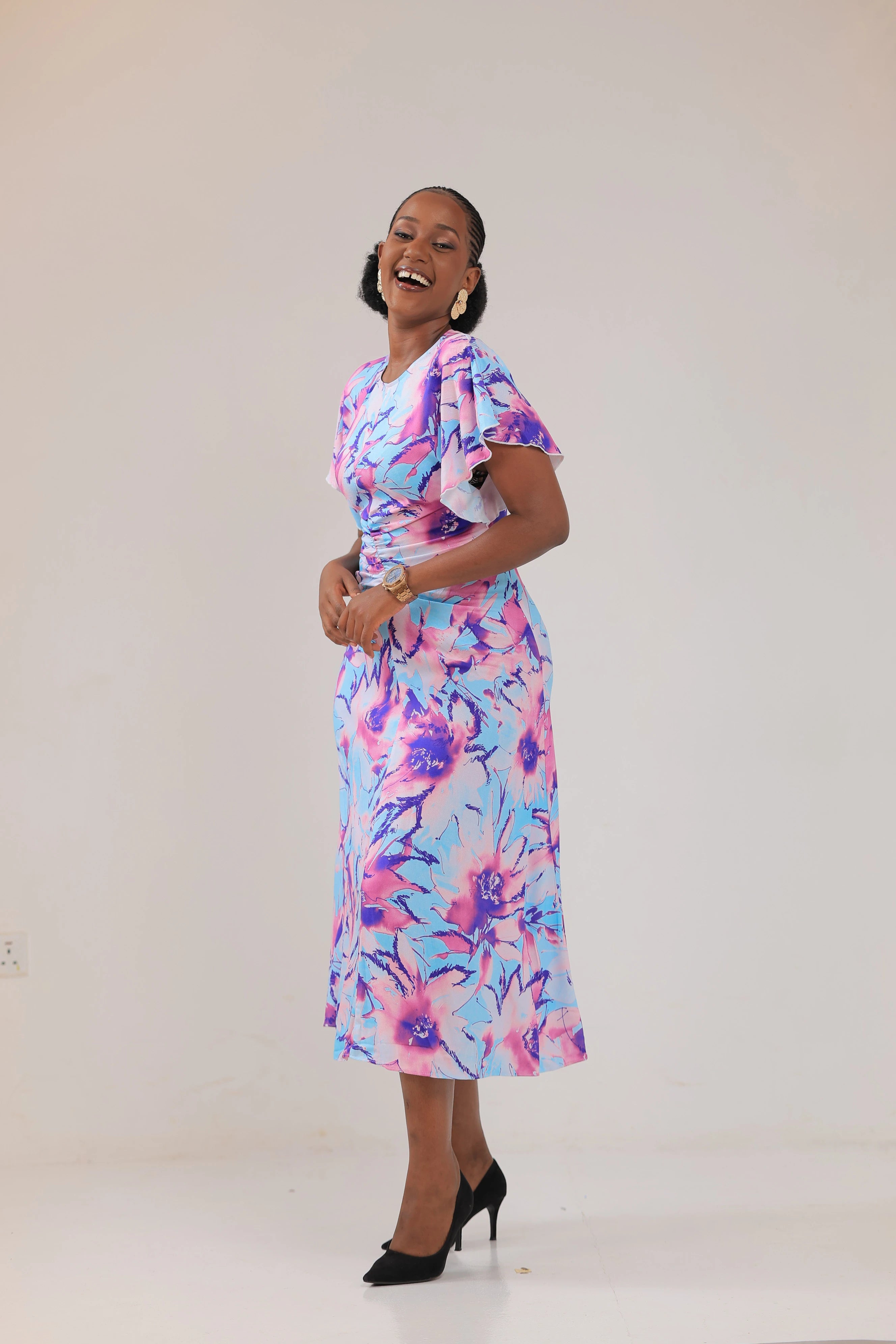 The Gezi multi floral midi dress