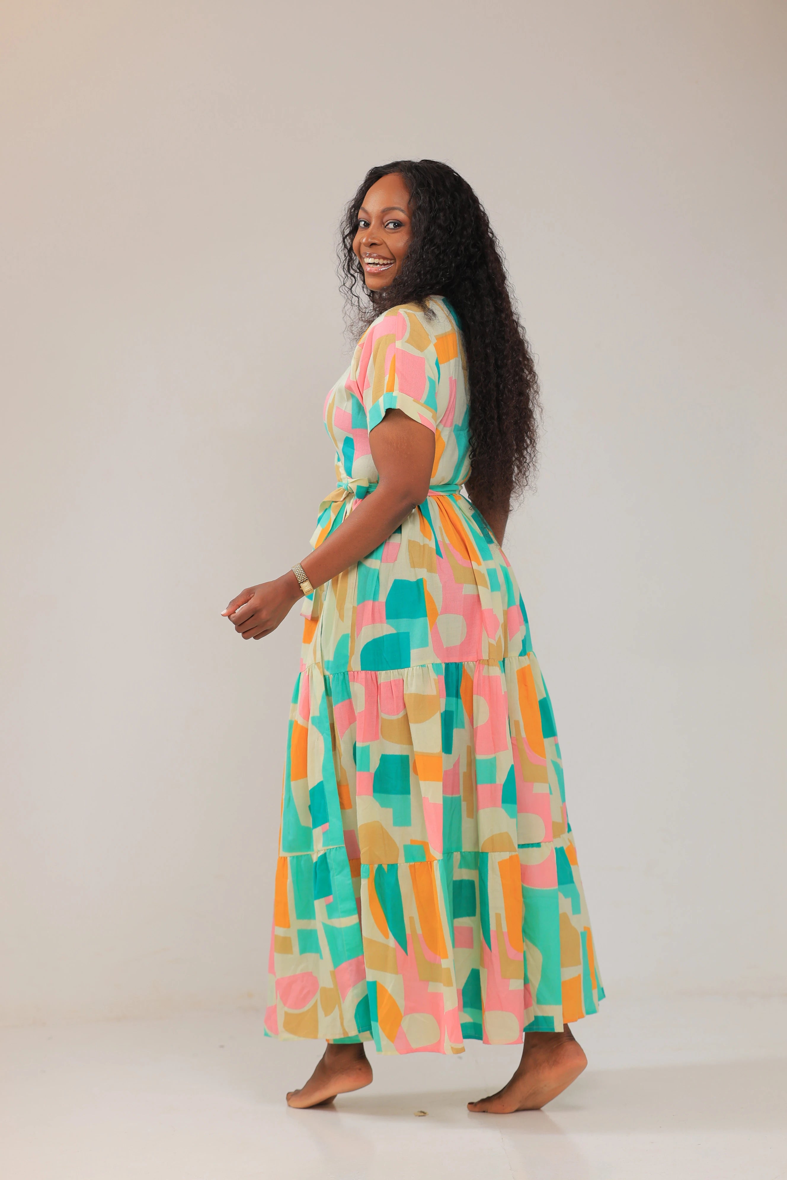 The Kampala linen print maxi dress