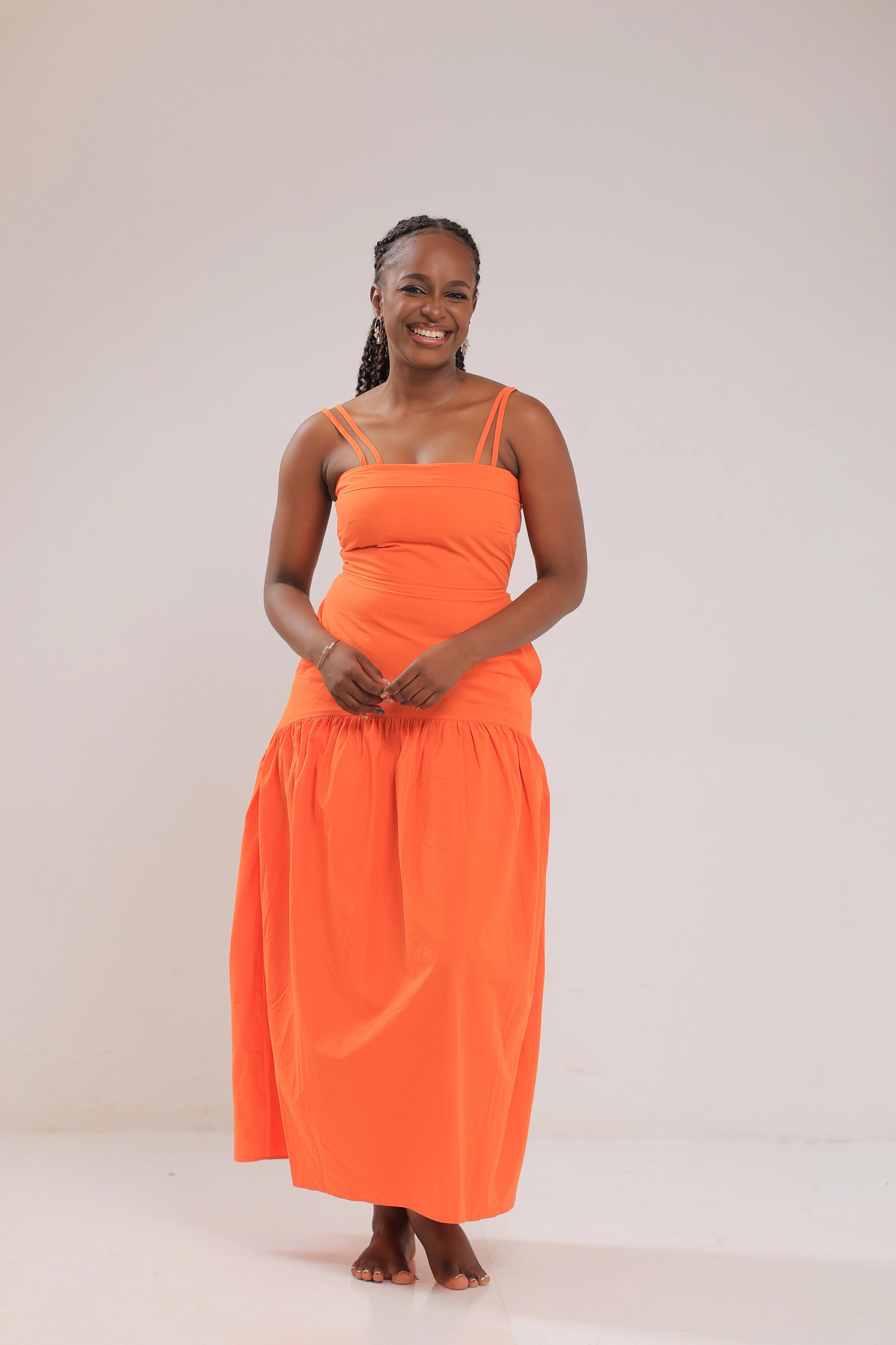 The Kigali sunset midi strap dress