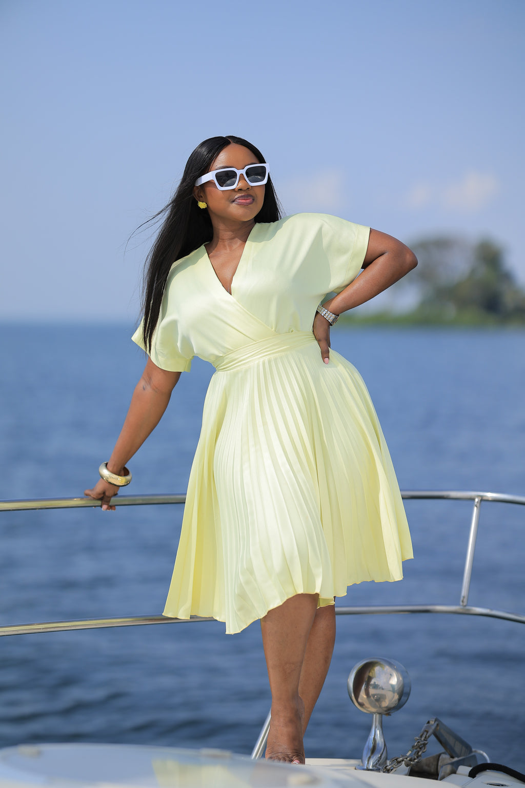 The Kora Kimono Wrap Pleated Skater Dress