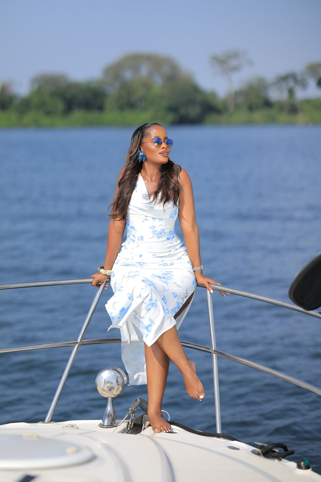 The Sipi Blue and White Floral Slip Dress