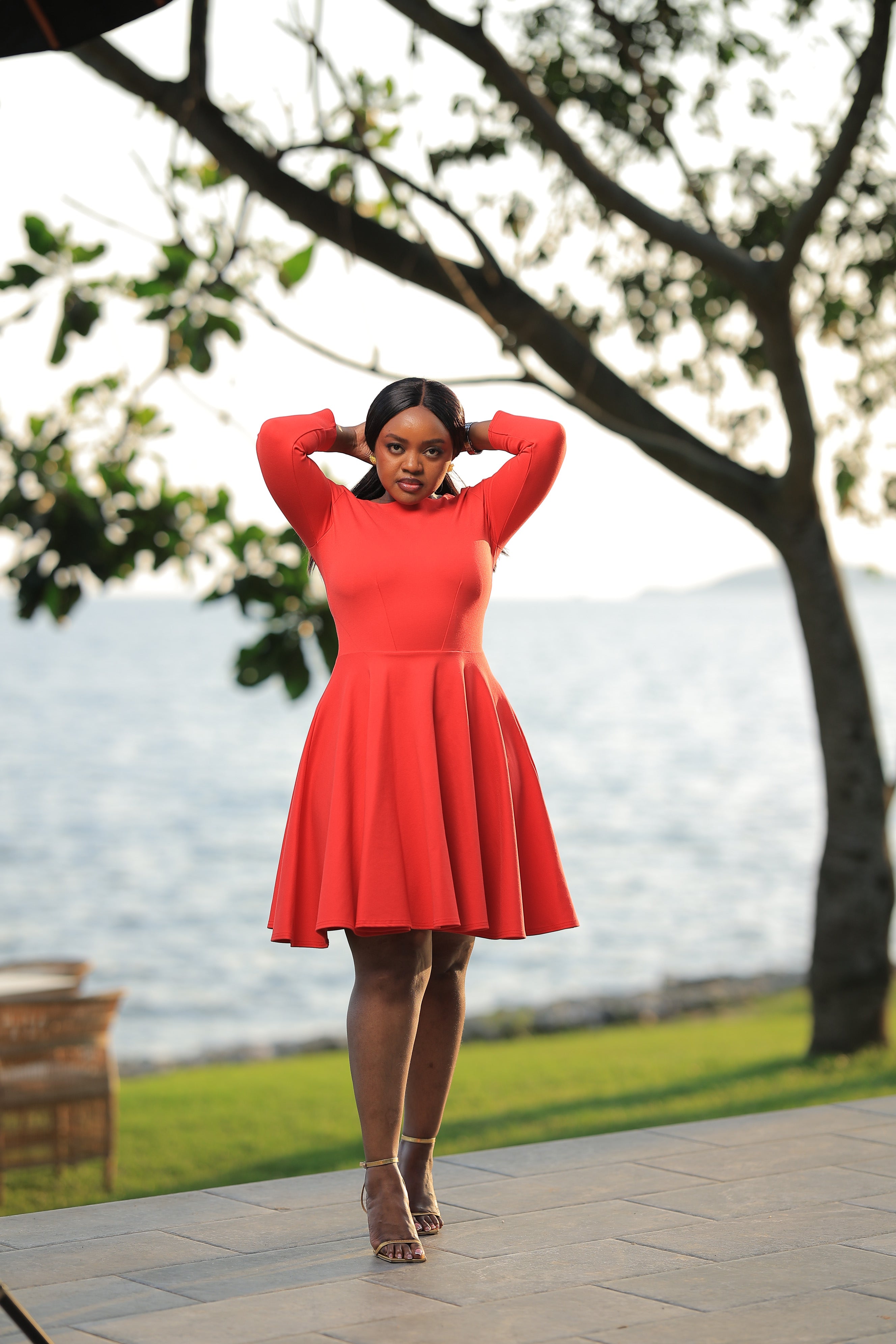 The Red Mirembe Long Sleeve Skater Dress