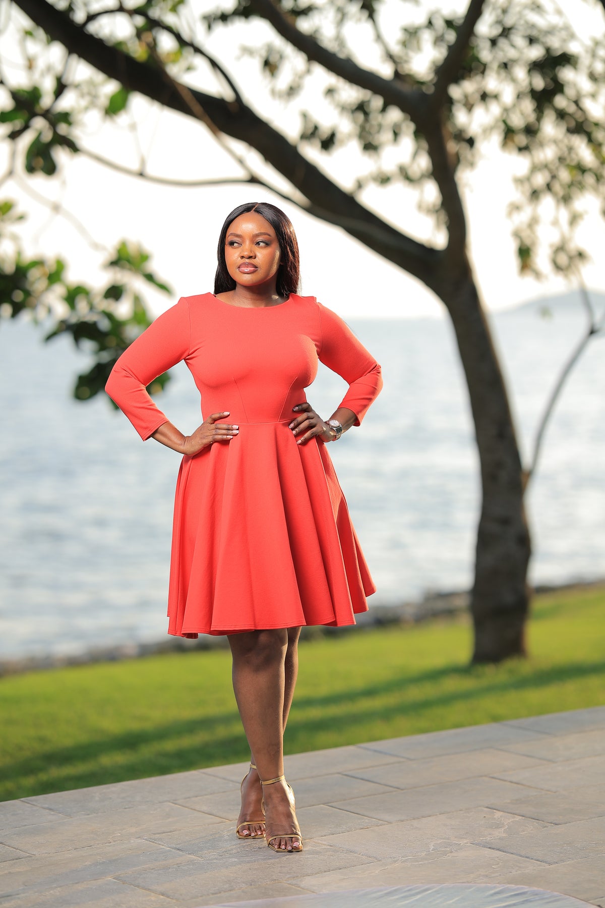 The Red Mirembe Long Sleeve Skater Dress