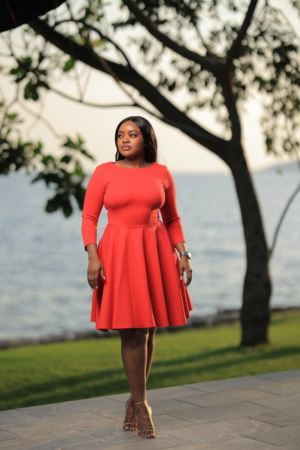 The Red Mirembe Long Sleeve Skater Dress