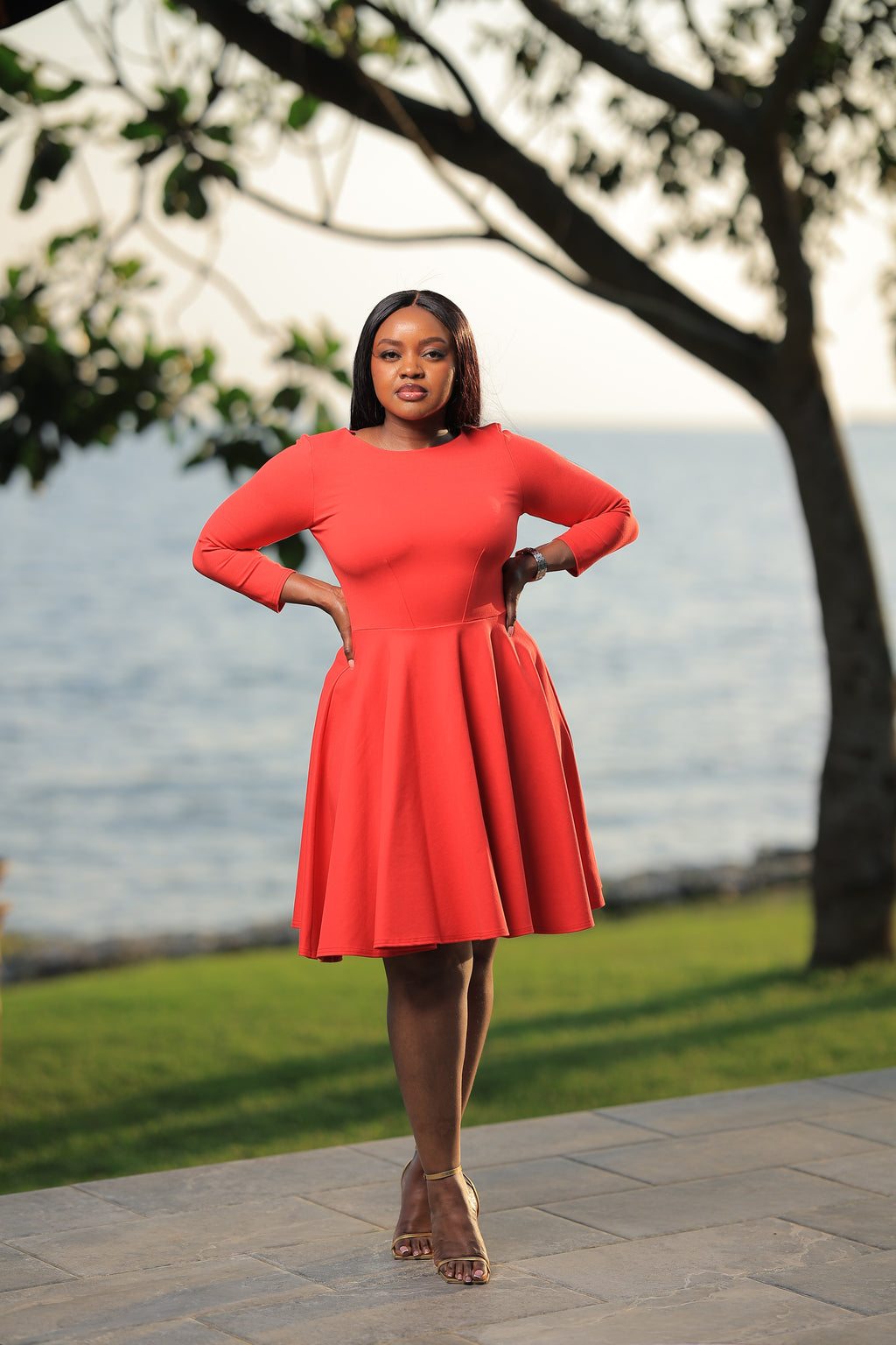 The Red Mirembe Long Sleeve Skater Dress