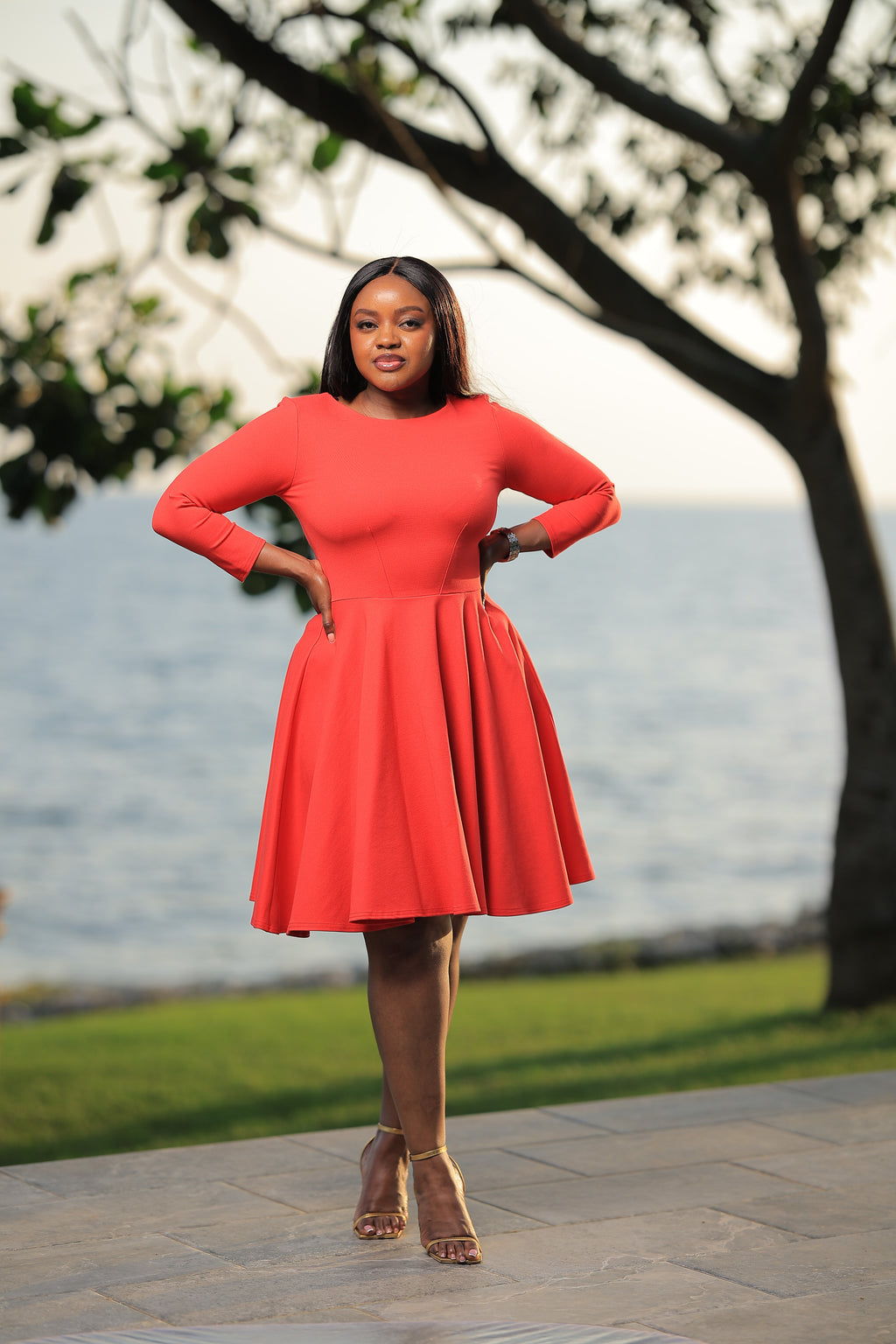 The Red Mirembe Long Sleeve Skater Dress