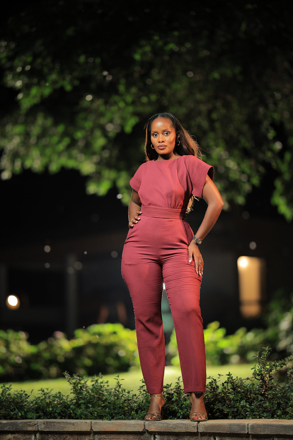 The Zuuba Burgundy Ribbed Kimono Jumpsuit