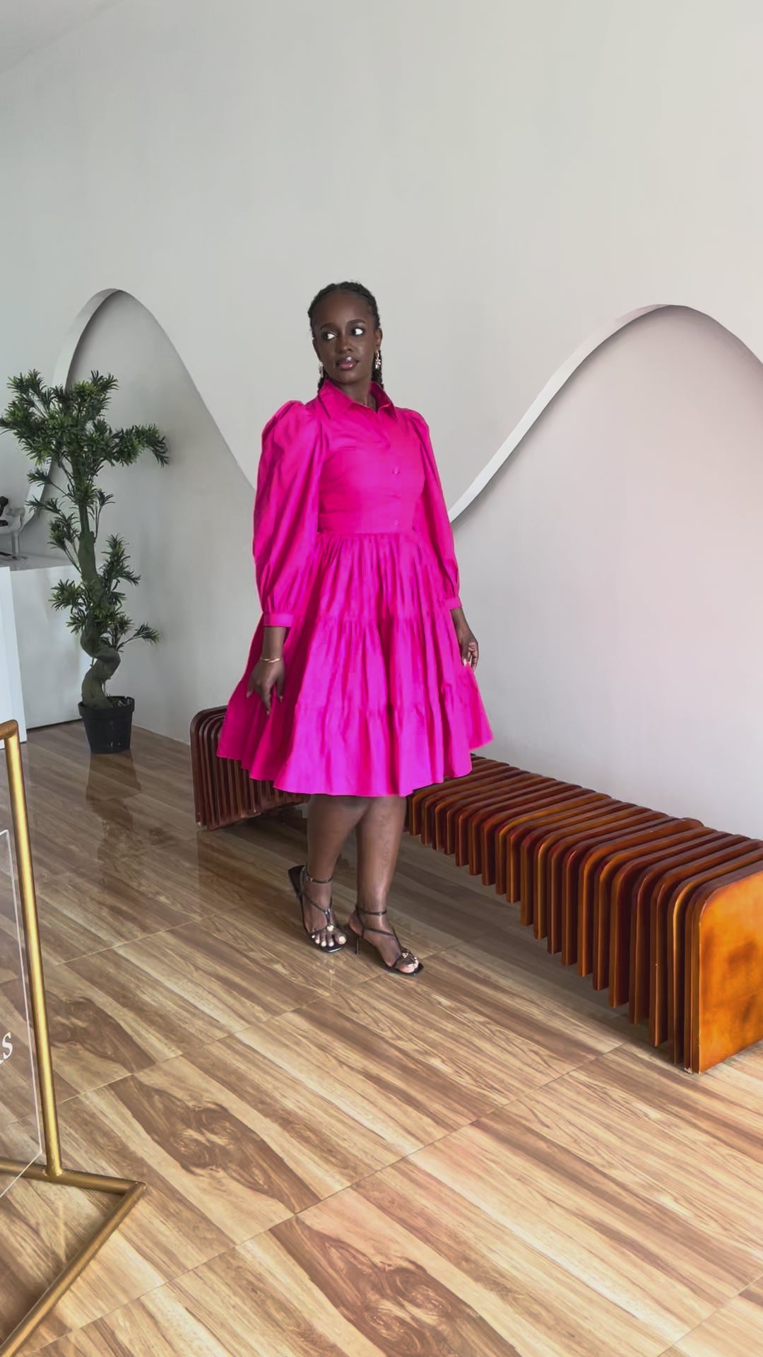 The Pink Bujjagali Puff Sleeve Skater Dress