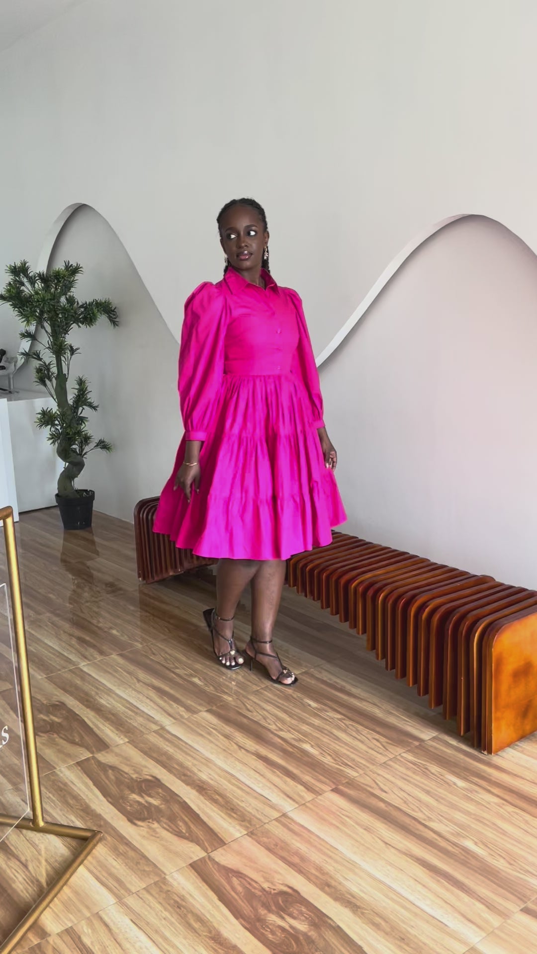 The Pink Bujjagali Puff Sleeve Skater Dress